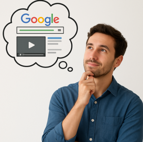 Page One of Google with Video